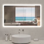 Acezanble - miroir lumineux rectangulaire 120 x 70cm, bluetooth + 3 couleurs + dimmable + grossissant ... Acezanble - miroir lumineux rectangulaire 120 x 70cm, bluetooth + 3 couleurs + dimmable + grossissant ...