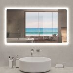 Acezanble - miroir lumineux rectangulaire 120 x 70cm, bluetooth + 3 couleurs + dimmable + horloge + anti ...
