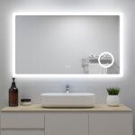 Acezanble - miroir de salle de bain led avec bluetooth 140 x 80cm, miroir lumineux avec 3 couleurs + ...