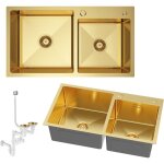 Granitan - acier �vier 2 cuves or �vier de cuisine 78x45 cm siphon