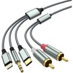 Adaptateur audio 3 en 1 lightning / usb - c vers rca et 3, 5 mm pour voiture et home cin�ma (2, 3 m)