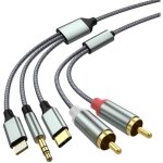 Adaptateur audio auxiliaire lightning vers rca, c�ble rca vers 3, 5 mm, c�ble audio usb c vers 2 rca ...