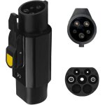 Adaptateur de c�ble de charge ev avec pince, 32a type 2 (iec 62196) m�le � type 1 (sae j1772) femme convertiss ...