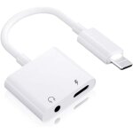 Adaptateur casque pour iphone 2 en 1 lightning vers jack 3, 5 mm aux musique casque c�ble de charge dongle ...