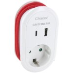 Adaptateur compact schuko 16a + ports usb - a / c - chacon Adaptateur compact schuko 16a + ports usb - a / c - chacon