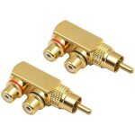 Adaptateur diviseur rca y, connecteur 90 degrs rca male vers 2 femelles rca pour audio vido, jack dor ...