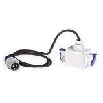 Adaptateur entre fiche 2p + t 16a 230v mle / sortie 2 prises femelles clapet bleu rallonge 2m derivation ...