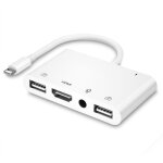 Adaptateur hdmi otg pour iphone, hdmi + double usb femelle otg + adaptateur répartiteur de casque 3, ... Adaptateur hdmi otg pour iphone, hdmi + double usb femelle otg + adaptateur répartiteur de casque 3, ...