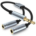 Adaptateur jack audio st�r�o, 3, 5mm st�r�o jack c�ble adaptateur casque, jack splitter compatible avec ...