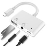 Adaptateur lighting audio usb, adaptateur lecteur camra usb 3 en 1 avec port alimentation cble + prise ...