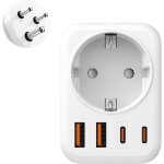 Adaptateur prise afrique du sud, 5 en 1 adaptateur voyage france vers afrique du sud avec 1 ac & 2 usb ...