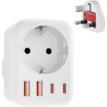 Adaptateur prise anglaise uk, adaptateur de voyage avec 2usb (3. 4a)& 2 usb - c with 1 socket, adaptateur ... Adaptateur prise anglaise uk, adaptateur de voyage avec 2usb (3. 4a)& 2 usb - c with 1 socket, adaptateur ...