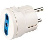 Adaptateur de prise schuko avec prise italienne bipasso 10 / 16a 2p + t blanc