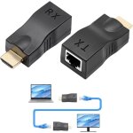 Adaptateur rj45 hdmi, 2 pi�ces convertisseur hdmi r�seau, convertisseur hd mi ethernet, distance d'application ...