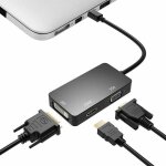 Adaptateur thunderbolt 3 - en - 1 mini displayport vers hdmi dvi vga noir