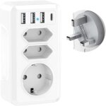 Adaptateur voyage 7 en 1 avec 3 usb et usb - c adaptateur france vers uk prise anglaise adaptateur uk ...