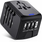 Adaptateur de voyage, adaptateur de prise universel avec ports usb de type c + 3 et prise secteur, prise ...