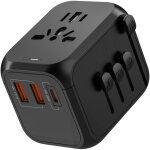 Adaptateur de voyage universel universel avec pd20w, 2 usb, 1 usb c et 1 prise secteur, adaptateur de ...