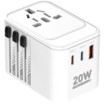 Adaptateur de voyage universel, prise de voyage universelle avec 2 ports usb - c (pd 20 w), 1 port usb ...