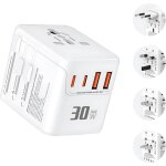 Adaptateur de voyage universel - adaptateur prise universelle avec pd30w, 2 usb, type c et 1 prise ac ...