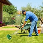 A�rateur de pelouse roulant, rouleau � pointes d'herbe manuel, a�rateur de jardin robuste avec poign�e ...