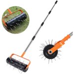 A�rateur de pelouse � rouleau, outil manuel robuste avec 42 pointes, rouleau a�rateur � pointes avec ...