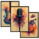 Affiches murales avec cadres, tableaux muraux modernes, musique, guitare Affiches murales avec cadres, tableaux muraux modernes, musique, guitare