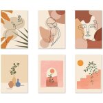 Affiches murales d�coratives, 6 impressions d'art mural minimalistes, affiches d'art abstrait boh�me ...
