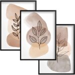 Affiches murales encadr�es noires pour chambre � coucher, motif feuilles