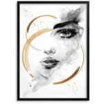 Affiche murale moderne avec cadre noir repr�sentant une femme pour salon et chambre � coucher
