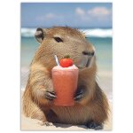 Affiche murale moderne capybara sur la plage affiches jeunesse 50x70
