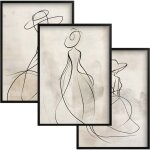 Affiches murales modernes triptyque boho dans un cadre pour le salon femmes