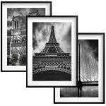 Affiches murales en noir et blanc avec cadres paris tour eiffel