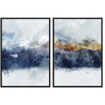 Affiches photos encadres 33x43cm diptyque lot de 2 tableaux montagnes aquarelles p830