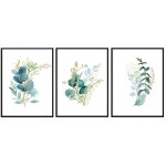 Affiches photos encadr�es 33x43cm triptyque lot de 3 images fleurs feuilles p1453