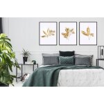 Affiches photos encadres 33x43cm triptyque lot de 3 tableaux feuilles dores p1394
