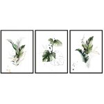 Affiches photos encadr�es 43x53cm triptyque lot de 3 tableaux feuilles p145443x53
