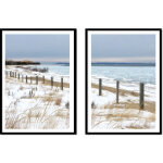 Affiches photos encadr�es 53x73cm diptyque lot de 2 tableaux mer d'hiver p2159