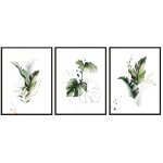 Affiches photos encadres 53x73cm triptyque lot de 3 tableaux feuilles p145453x73