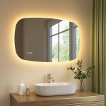 S'afielina ? miroir lumineux de salle de bain 60�95 cm ? �clairage led oval ? interrupteur tactile ? ...