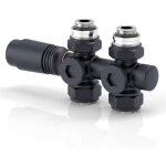 Kit vanne thermostatique multibloc pour radiateur, finition anthracite, compatible tuyaux 15 mm et 16 ...