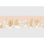 Frise auto - collante feuilles de palmier et fleurs blanches et dores