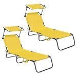 Aga24 - aga 2x chaise longue de jardin inclinable avec auvent jaune