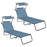 Aga24 - aga 2x chaise longue de jardin rglable avec auvent bleu clair