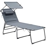Aga24 - aga chaise longue de jardin xxl avec auvent gris