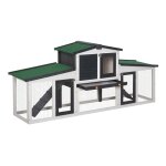 Aga24 - aga clapier en bois avec enclos 204x45x80 cm