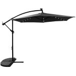 Parasol de jardin aga 300 cm gris avec clairage led