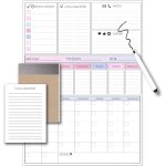 Agenda magnétique pour réfrigérateur, calendrier, marqueur et carnet de notes avec liste de courses Agenda magnétique pour réfrigérateur, calendrier, marqueur et carnet de notes avec liste de courses