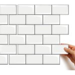 Ahlsen - 1 pices, crdence adhsive cuisine, carrelage metro blanc, carrelage adhsif mural, stickers ...