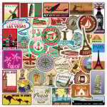 Ahlsen - 100pcs autocollant valise ordinateur, stickers de voyage, pays, ville, plage nombreux et diff�rents, ...